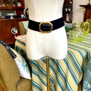 Vintage DAY-LOR Elasticized Black Belt w/Metal & Faux Leather Buckle